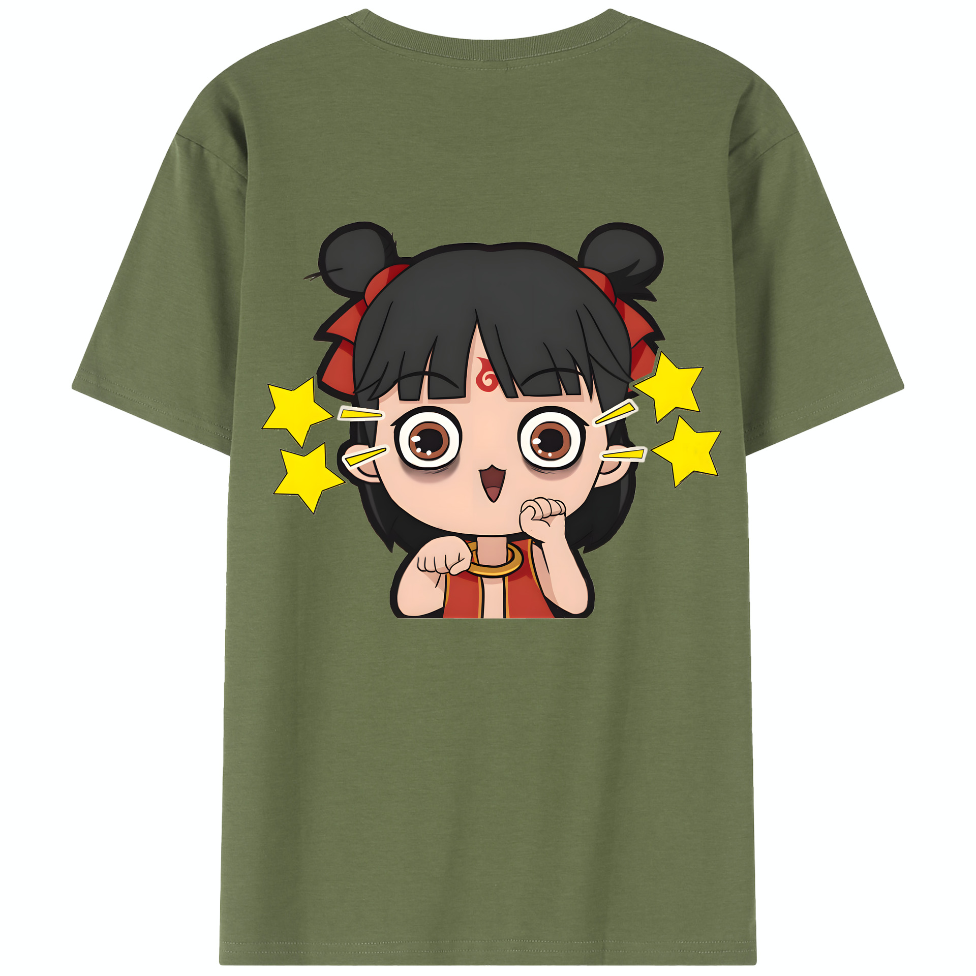 （画像用） Ne Zha 2 ナタ 魔童の大暴れ 綿100％半袖Tシャツ（背面プリント）